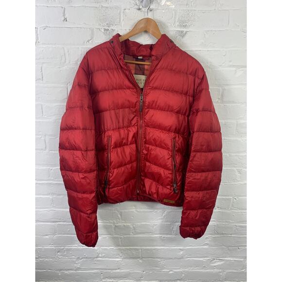 Burberry Brit Women's Full Zip-Up Puffer Jacket Long Sleeve Red Size XL